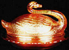 Carnival glass swan